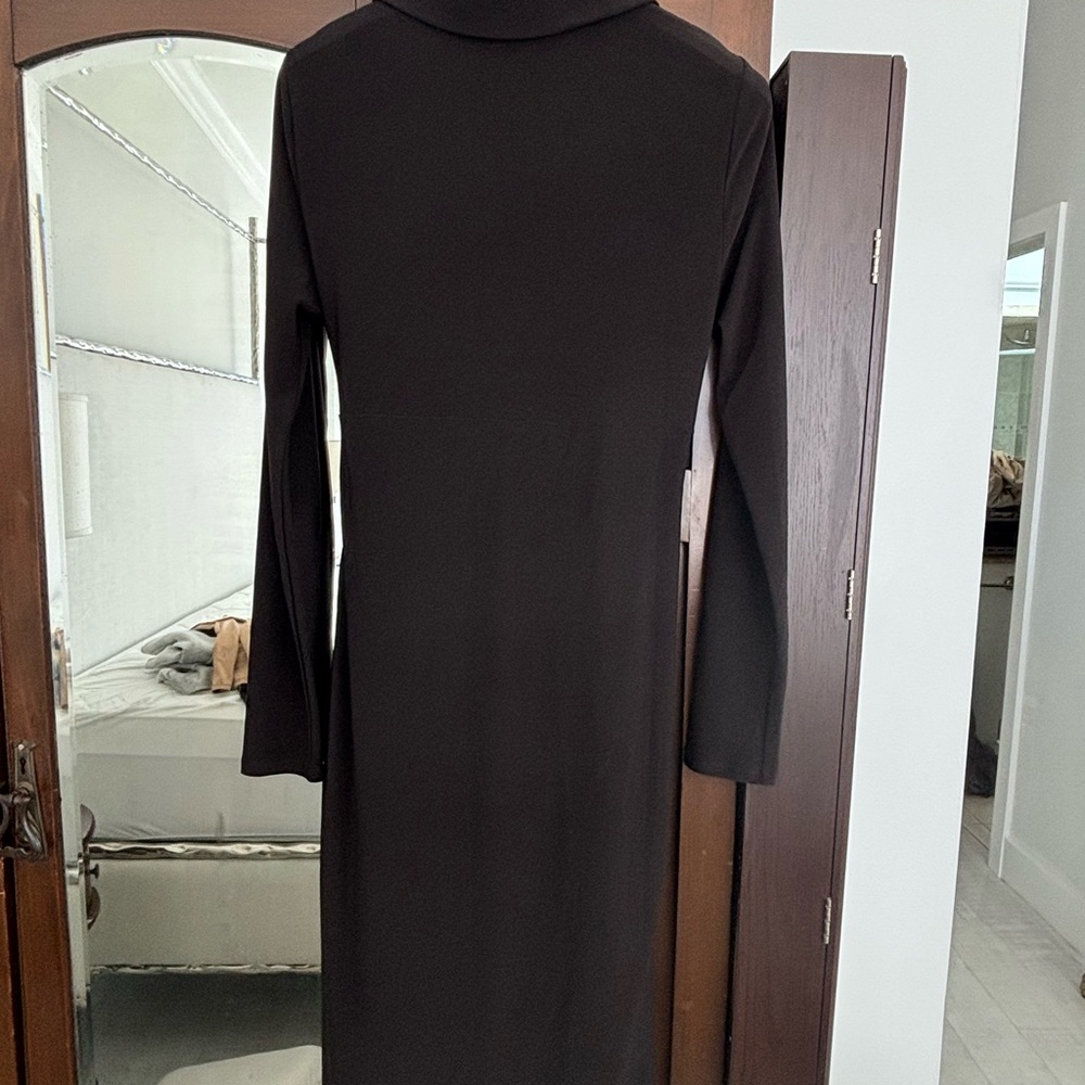 White House Black Market Black Mock Neck Long Sleeve Sheath Dress